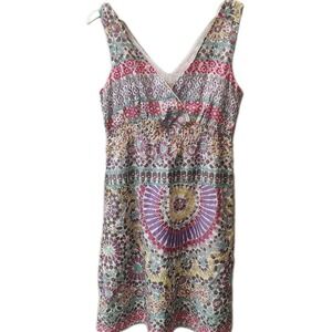 Natural Reflections Dress Womens Sz M Pink Floral Cotton Sleeveless Coquette‎